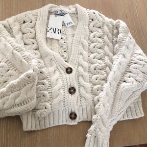 NWT Zara cropped cable knit cardigan